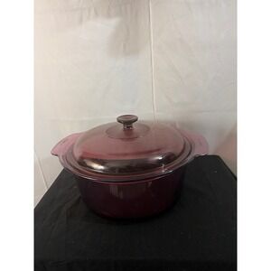 Corning Visions Dutch Oven 5L Cranberry Purple Good Glass Lid V-5-B USA